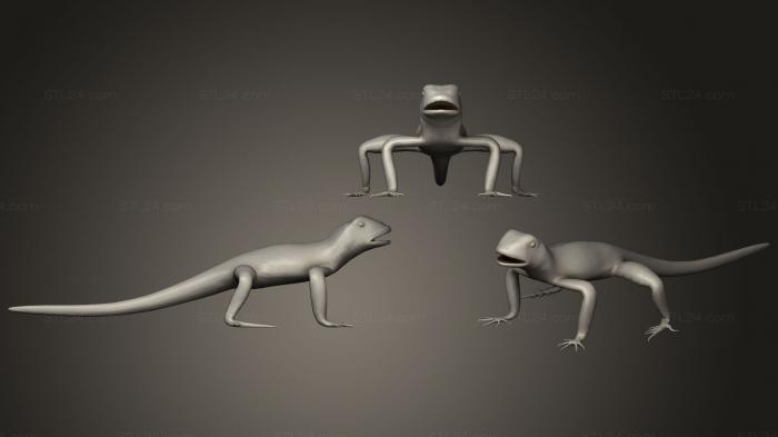 Статуэтки животных (Ящерица в ошейнике, STKJ_0835) 3D модель для ЧПУ станка